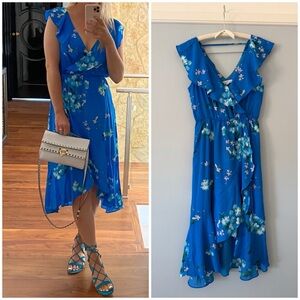 Like New - Socialite Blue Floral High Low Dress (S)